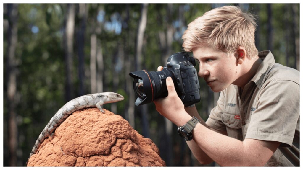 As Robert Irwin grew, he honed his photography skills, specializing in wildlife and nature subjects celebretea.com